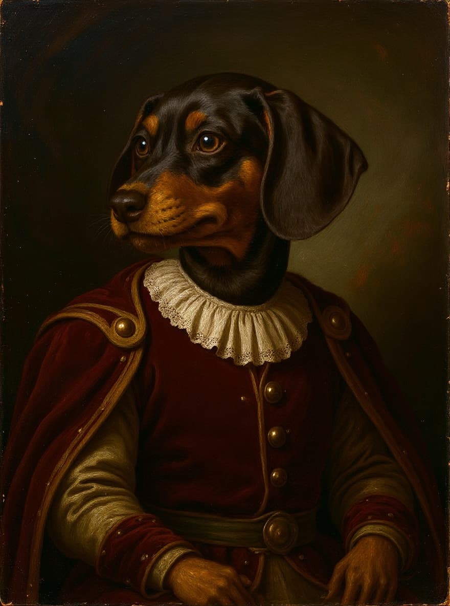 The Atelier: custom dog portrait of a Dachshund by Maison Zola