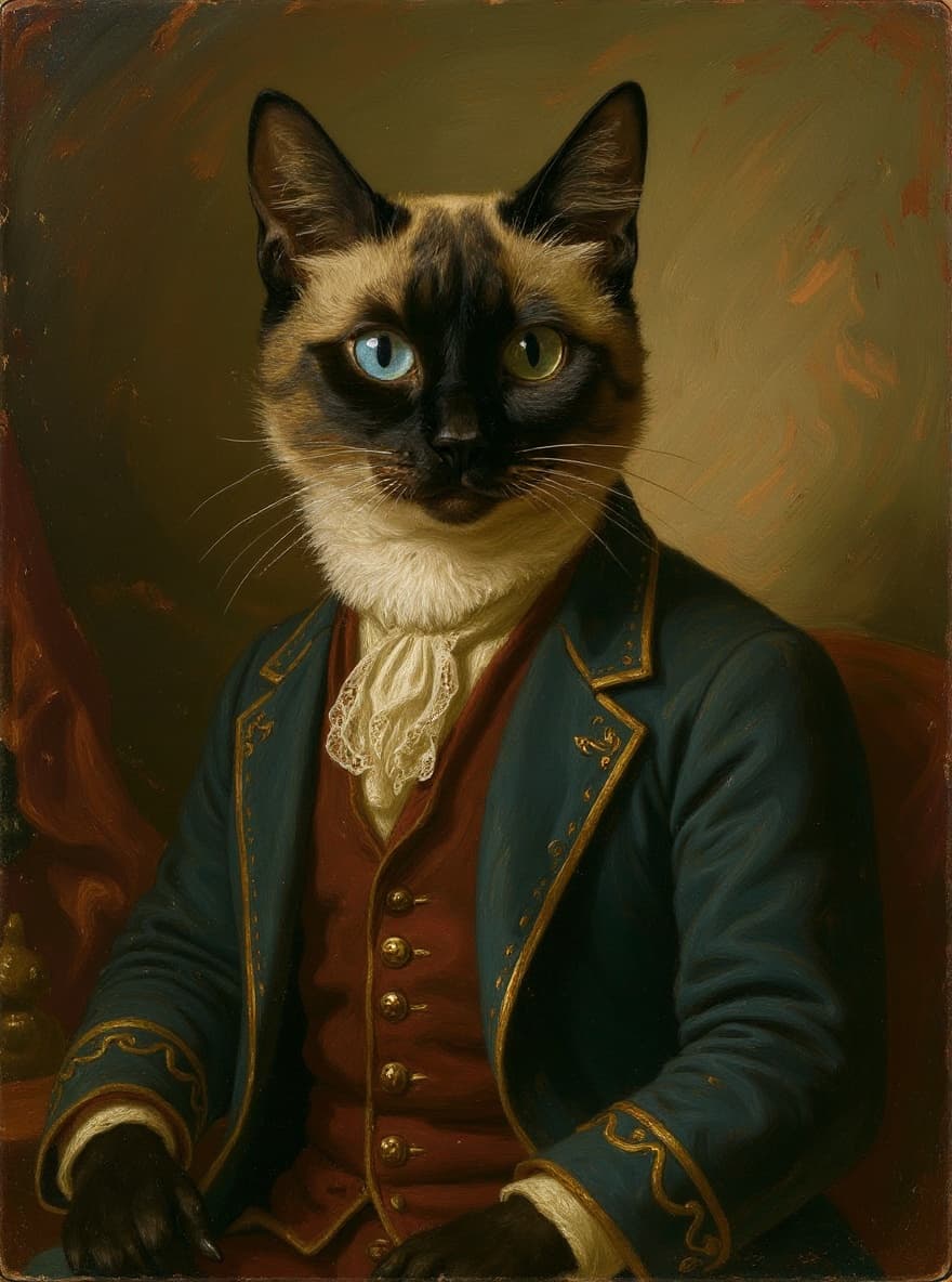 The Atelier: custom cat portrait of a Siamese by Maison Zola